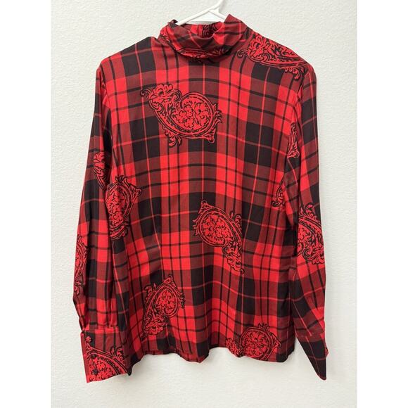 JH Collectibles Tops - Vintage JH Collectibles Womens Red Plaid Shirt Blouse Top Sz‎ 10 Wool blend